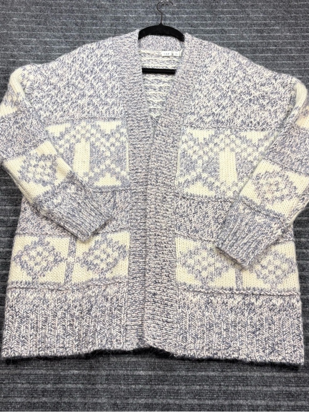 GAP Chunky Open-Front Cardigan Geometric Wool Alpaca